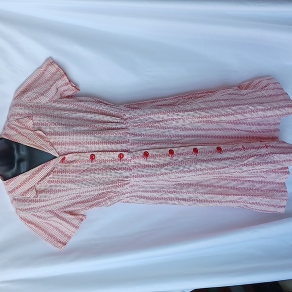 Vintage 1950's Cotton Shirt Waist Betty Crocker style dress Size M, red & pink - Picture 1 of 6